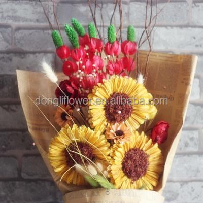 China Gifts dried sunflower bouquet for wedding party gift for sale