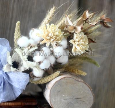 China Project Dried Natural Rustic Craft Flower Bouquet Bycotton Grain And Wheat Plant for sale