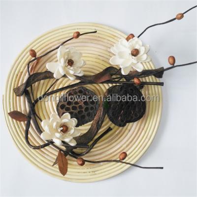 China China Rattan Wood Frame Opens Wall Hang Decorations Tree Root With Lotus Flower for sale