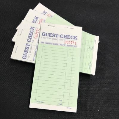 China CT-108 Customizable English US Guest Check with 1/2/3 Sheets Tailored Columns and Paper Color for sale