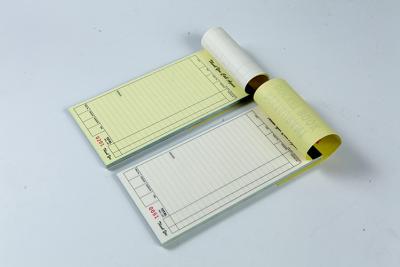 China 002 Numbered Pages Docket Book / Take Away Docket Book 55ggsm Yellow Cover with Two Staples for sale