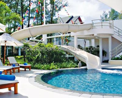 China Fiberglass Customized Fiberglass Water Slide Study Drawing Swimming Pool Slide Resort Professional Home Water Park Curved Slide for sale