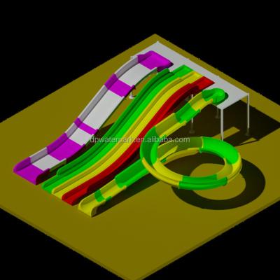 China Commercial Aqua Park Equipment Fiberglass Water Fiberglass Slide Custom Size Free CAD Design for sale