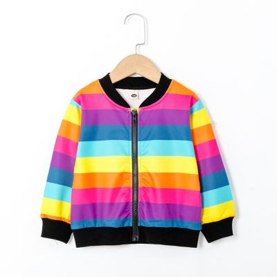 China Anti-wrinkle Fashion Trend Custom Stripes Multicolor Fashion Girl Jackets And Coats for sale