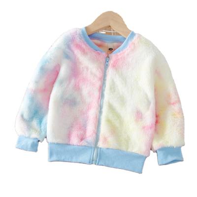 China Anti-wrinkle plush cardigan warm round neck jacket girls comfortable kids coat jackets for sale