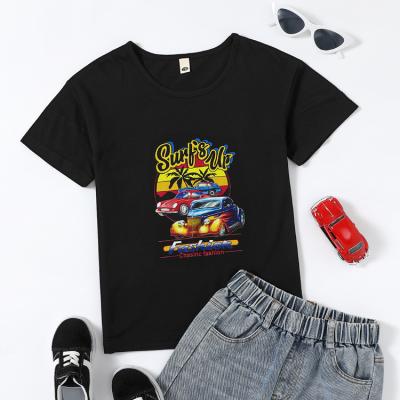 China Drop-Shoulder Shortsleeve Tops Boy Summer Anti-Shrink Custom Printing Casual T-Shirts for sale