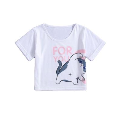 China Summer Viable Customization White Tops Shortsleeve Drop-Shoulder T-Shirt For Girls for sale