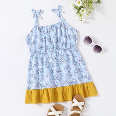 China Viable Kids Girl Clothing Kids Clothes Bridesmaids Dress With Floral Print Custom Wholesale Designers Summer Wear Big Seller Kids for sale