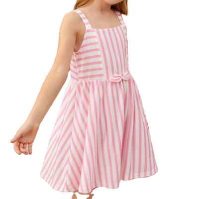 China Foreign Trade Sustainable Summer Halter Sleeveless Girls Dress Korean Pink Stripe Skirt for sale