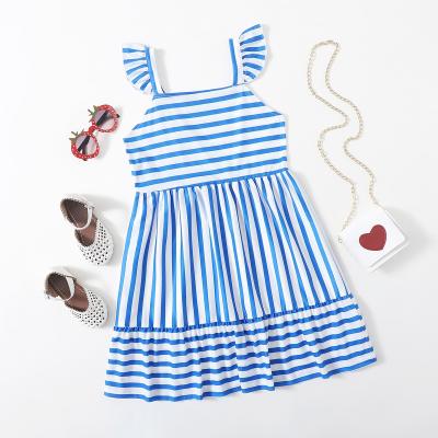 China Sustainable Foreign Trade Hot Girls Stripe Printed Princess Dress For Cross-border for sale