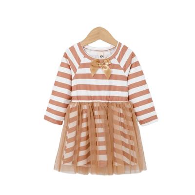 China Wholesale Fashion Sustainable Fall Long Sleeve Striped To Skirt Pink Girls Dresses for sale