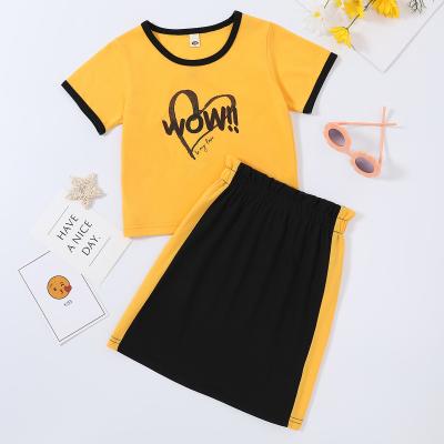 China 2021 New Children's Clothing Children's Casual Baby Clothes Set Children Shorts Kids Girls T-shirt Dresses Gray Wit Flower Quantity Doll Summer for sale