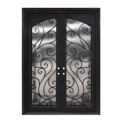 China China Wholesale Price Swing Front Main Grill Double Door Designs Wrought Iron and Glass Doors for sale