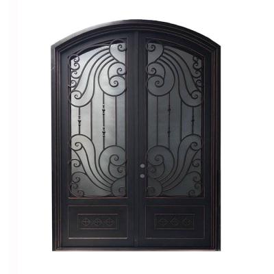 China Swing Wrought Iron Luxury Exterior Door Glass Grill Designs , Iron Door Security Gate for sale