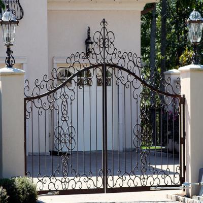 China Rustproof Sunscreen Double Open Front Wrought Iron Gate Open Front Design, Front Iron Fancy Gate Designs for sale