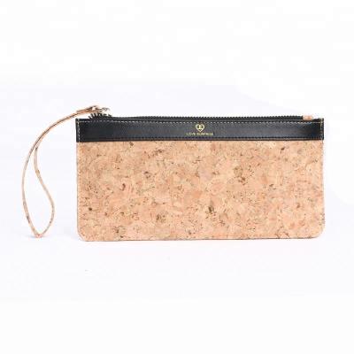 China New Design Shiny Gold Waterproof Lady Cork Leather Wallets For Woman Cork Wrist Wallet Card Bag for sale