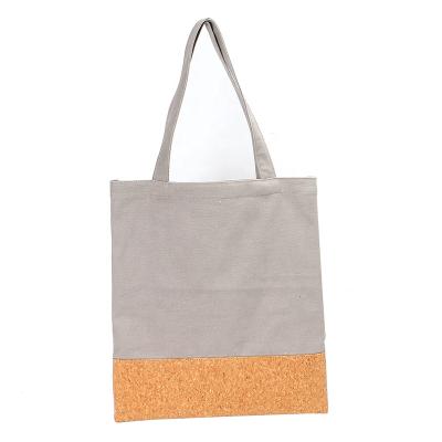 China All-match anti-tear customs handled wholesale logo customized logo cork tote bag cotton shopping bag for sale