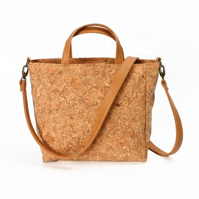 China Fashionable Stone Cork Tote Bag Women Shoulder Bag Purse Eco-Friendly Factory BSCI Shopping Handbags With PU Leather Handle for sale