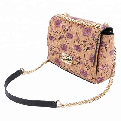 China Custom Recyclable Women's Cork Shoulder Bag/Floral Printed Cork Sling Bag/Multicolor Girl Cork Cross - Body Bag for sale