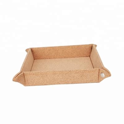 China Eco-friendly vintage BSCI ISO factory cork reusable dish / lightweight cork storage box / waterproof custom cork candy tray for sale