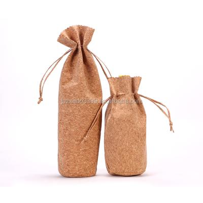 China Recyclable cheap custom cork bag for wine/portable cork drawstring bag red wine/Portugal cork gift bag for sale