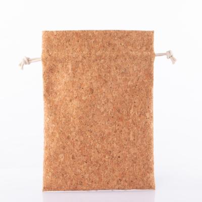 China Hot Sale Custom Logo Natural Cork Gift Pouch Cotton Rope Drawstring Eco Friendly Reclycled Material Bag for sale