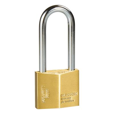 China LX01L 40mm Brass Diamond Lock Copper Pad Lock Customized Padlocks with 3 Keys Diamond Type Long Shackle Brass Padlock for sale