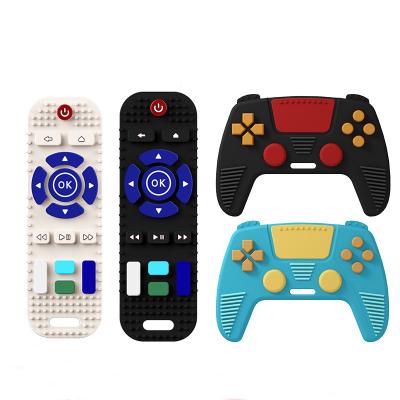 China BPA FREE Custom Manufacturer TV Remote Control Shape Silicone New Baby Soothing teeth game controller Teethers toy for sale