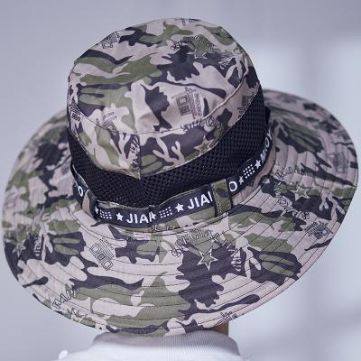 China Outdoor Breathable Bucket Hat Sun Protection Hat Summer Fishing Hiking Sun Bucket Hat Mesh Camo Hats for sale