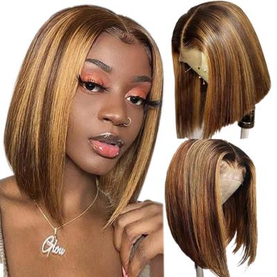 China Swiss Straight Hair Ombre 4 Bob Wig Wigs Short Human Hair Bob 4x1Wig Human Hair Highlight Lace Wig Peruvian Bob Wig 27 Highlights for sale