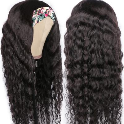 China Dispenser Cuticle Aligned Hair Band Wig HLN Loose Deep Wave Half Hair Half Wig Long With Scarf Headband Hair Cuticle Aligned Hair Band Wig for sale