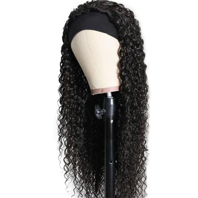 China Single Dispenser Cuticle Aligned Hair Band Wigs Glueless Hair Band Wigs Kinky Curly Hair No Gel Malaysian Hair Wigs With Headband for sale