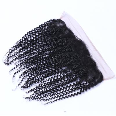 China Jerry Curly Brazilian Hair Lace Frontal 13x4 Swiss Transparent Lace Frontal Closure HD Hair Pre Plucked Jerry Curly Hair India for sale