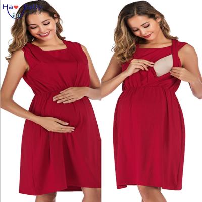 China Plus Size Summer Explosion Proof Sleeveless Round Neck Clothing Fashion Nursing Maternity Dress for sale