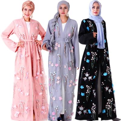 China Sophisticated Islamic Floral Embroidery Long Sleeve Clothing Abaya Tech Muslim Dress S.M.L.XL.XX L for sale