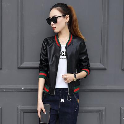 China New plus size Korean version real leather short slim fit women's jacket PU motorcycle leather jacket for sale