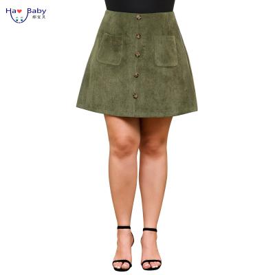 China Plus size Europe and the United States new 5-buckle double pocket waist corduroy large size skirt for sale