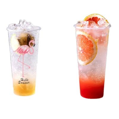 China Single wall 12oz 16oz 20oz 24oz frosted hard plastic pp cup beverage milktea party cup disposable with printing for sale