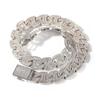 China Hip Hop Men's 16mm Full CZ Box Clasp Cuban Necklace Iced Out Lab Diamond R Cuban Link Chain Jewelry for sale