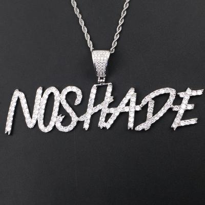 China Dropshipping Hiphop Blingbling Jewelry Iced Out Hiphop A-Z Cursive Letter Name Combination Pendant Necklace for sale