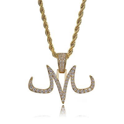 China Hiphop 18k Solid Gold Initial Pendant Personalized Iced Out CZ Diamond Letter M Pendant Necklace for sale