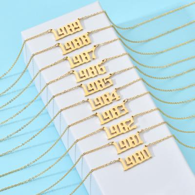 China Fashion Stainless Steel Birthday Gift 1985-2019 Custom Jewelry Personalized Number Necklace Pendant Scarf for sale