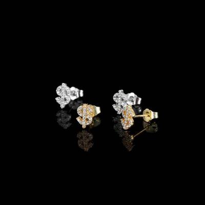 China Hiphop Women Luxury Jewelry Paved CZ Silver Stud Earrings Diamond Earrings Bling Dollar Sign for sale