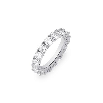 China Luxury Wholesale Luxury Wedding Ring Jewelry Iced Round Cut Diamond Baguette Ring for Women for sale