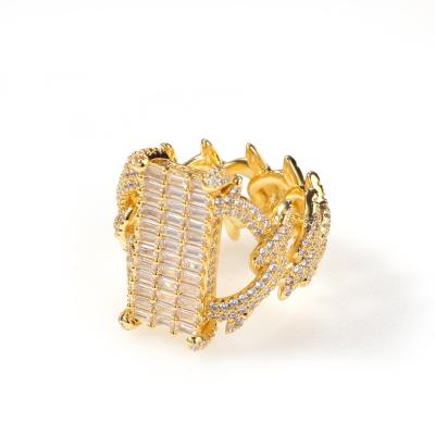 China Hip Hop New Luxury Hiphop Diamond Ring Silver Gold Plated Iced Out D.C.A. Wand CZ Punk Cuban Ring For Men for sale