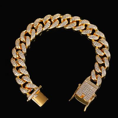 China Super High Quality Hiphop Eskeem Hiphop Jewelry Iced Out 12MM Miami Cuban Link Bracelet For Men And Women for sale