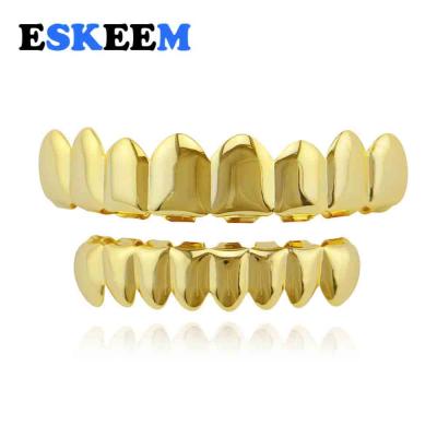 China Hip Hop Hip Hop Bling Body Jewelry Gold Lower Mouth Grillz 8 Free Teeth Fake Teeth Grillz For Halloween for sale