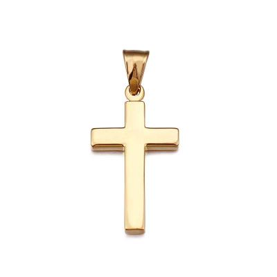 China Fashion Wholesale Cheap Custom Engraved 18k Gold Plated Stainless Steel Plain Cross Pendant Jewelry for sale