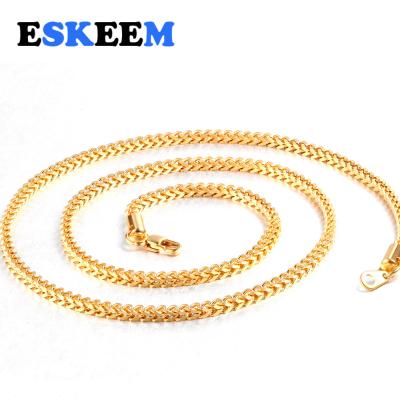 China Hiphop Mens Hip Hop Jewelry 18K Gold PVD Plated Stainless Steel Accessories 3mm Franco Chain Necklace for sale