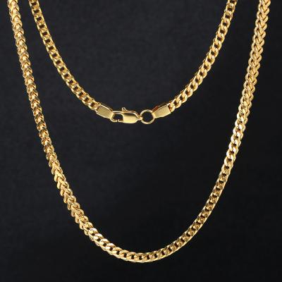 China Wholesale Hip Hop Men's Chain 14k 18k Gold Plated Stainless Steel 3mm Franco Chain Necklace for sale